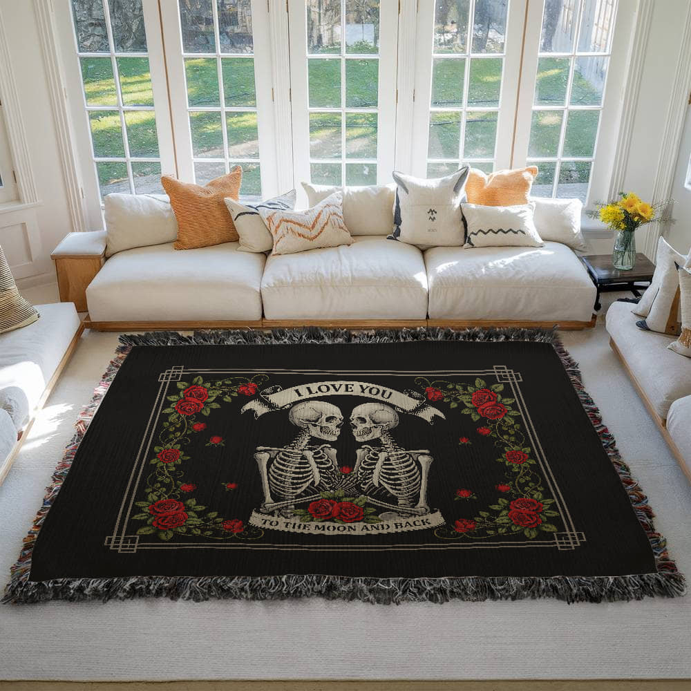 Skeleton Love Woven Blanket – 100% Cotton