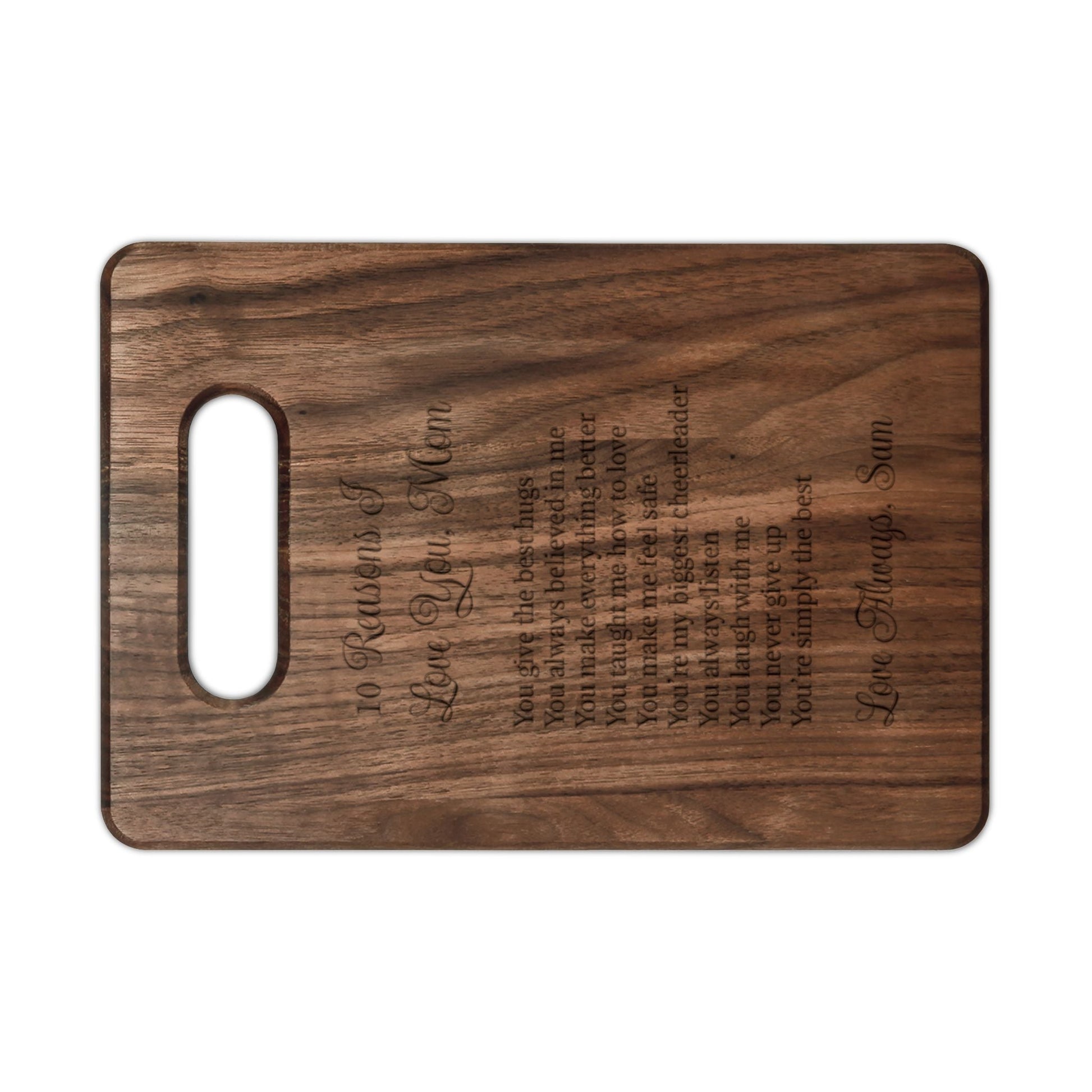 10 Reasons I Love You” — Engraved Wooden Cutting Board  Cutting Boards Deeply Engraved
