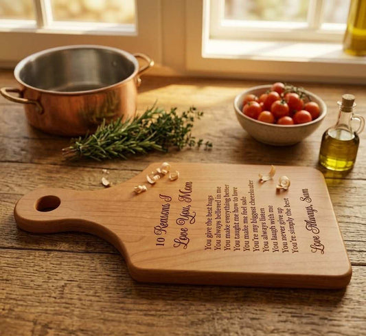 10 Reasons I Love You” — Engraved Wooden Cutting Board  Cutting Boards Deeply Engraved