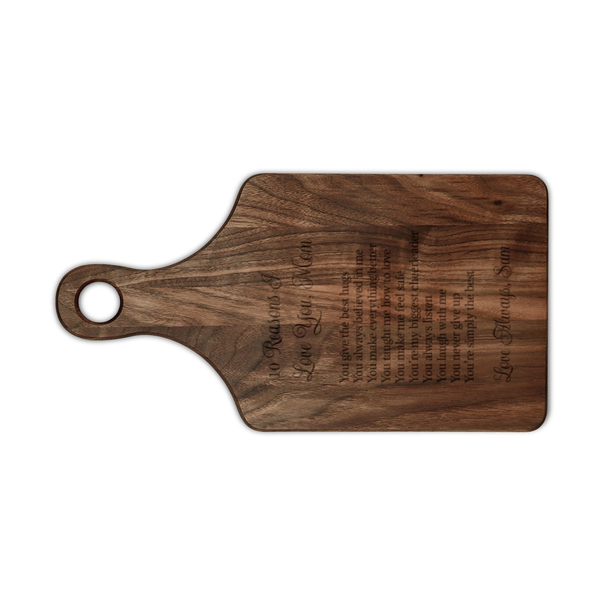 10 Reasons I Love You” — Engraved Wooden Cutting Board  Cutting Boards Deeply Engraved