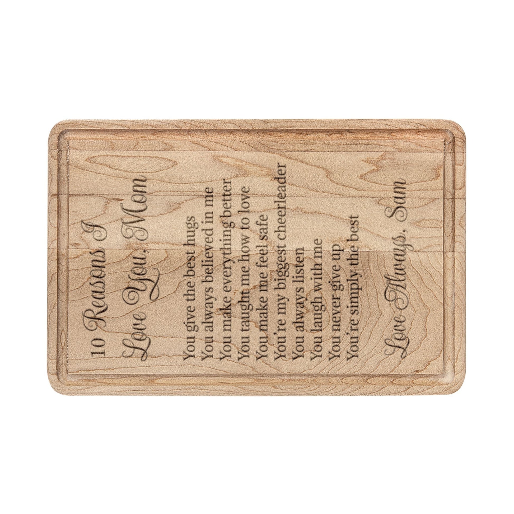10 Reasons I Love You” — Engraved Wooden Cutting Board  Cutting Boards Deeply Engraved