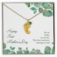 1st Mothers Day Engraved Baby Feet Bithstone Necklace  Mother's Day Jewelry Deeply Engraved
