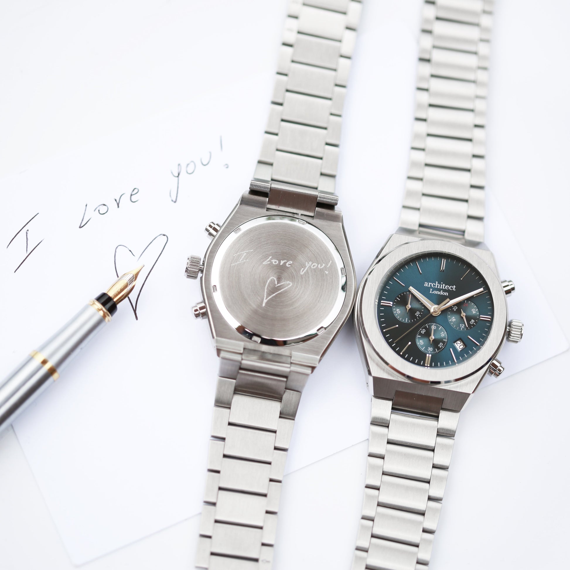 Architect Orbix Blue - Handwriting Engraved Watch for Him - Lovesakes