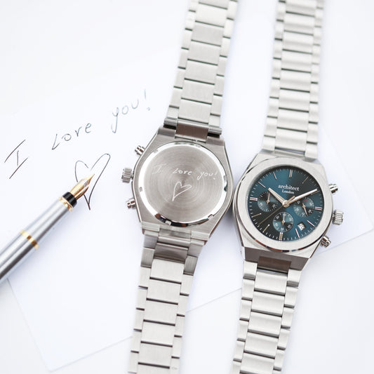 Architect Orbix Blue - Handwriting Engraved Watch for Him