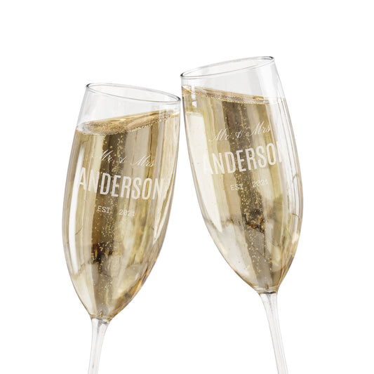 Engraved Mr & Mrs Champagne Flute