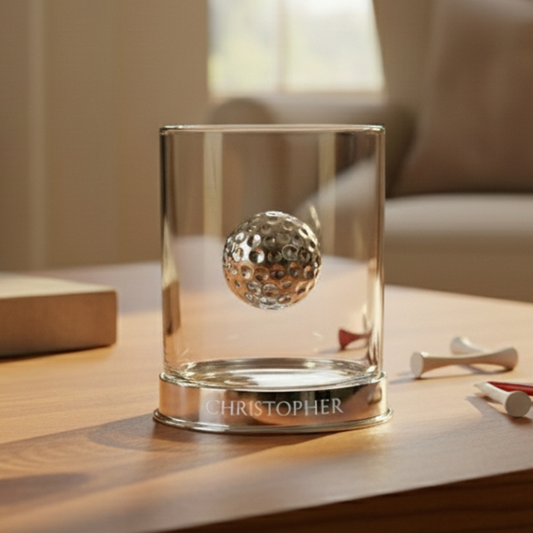 Personalised Golf Pewter Whisky Glass