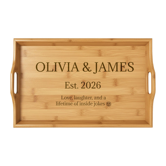 Personalized Bamboo Serving Tray —  Wedding & Housewarming Gift