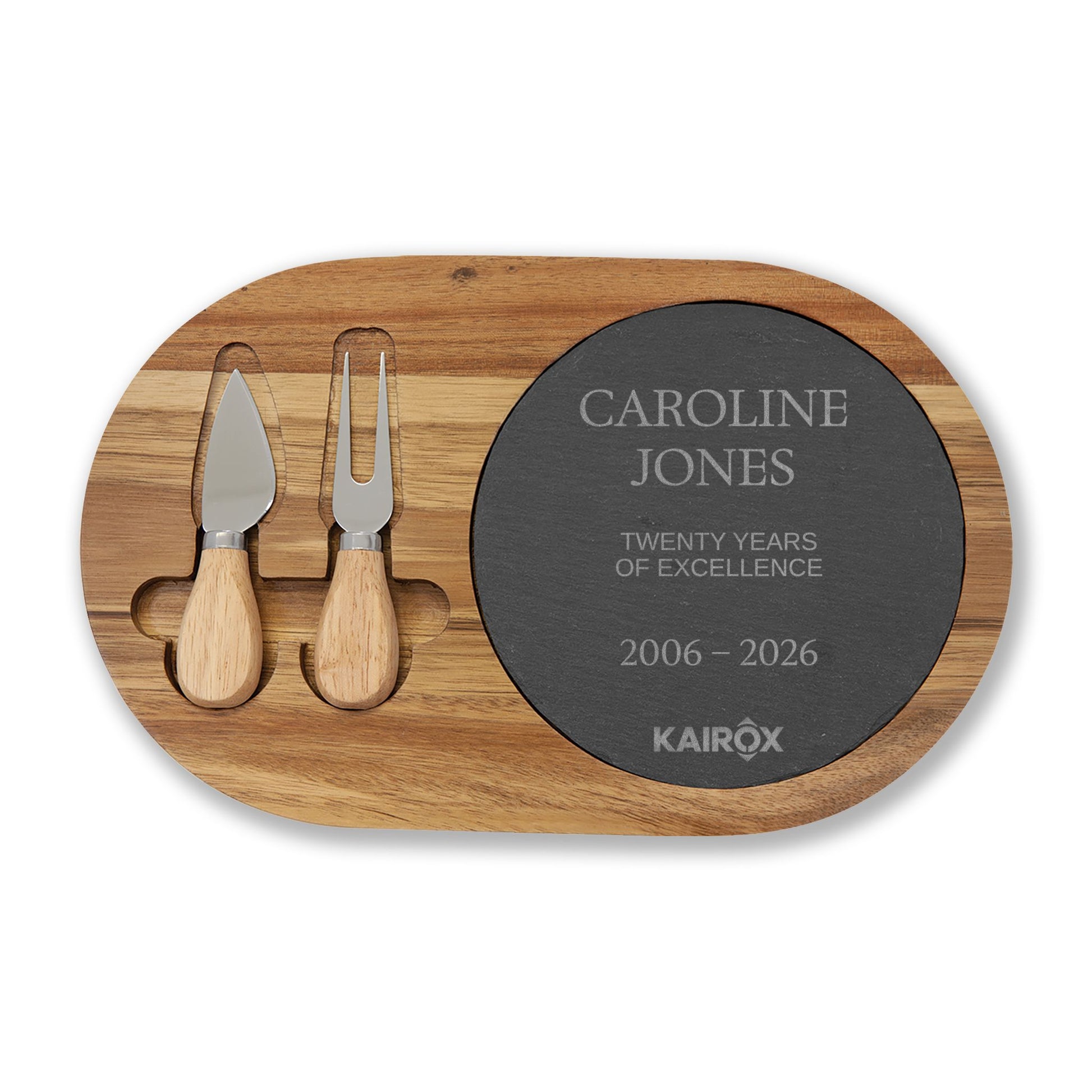 Corporate Recognition Gift | Personalized Acacia & Slate Charcuterie Set