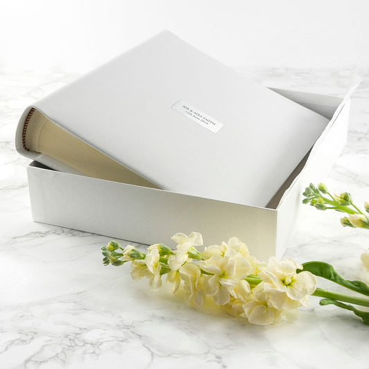 Engraved Photo Album in White Leather