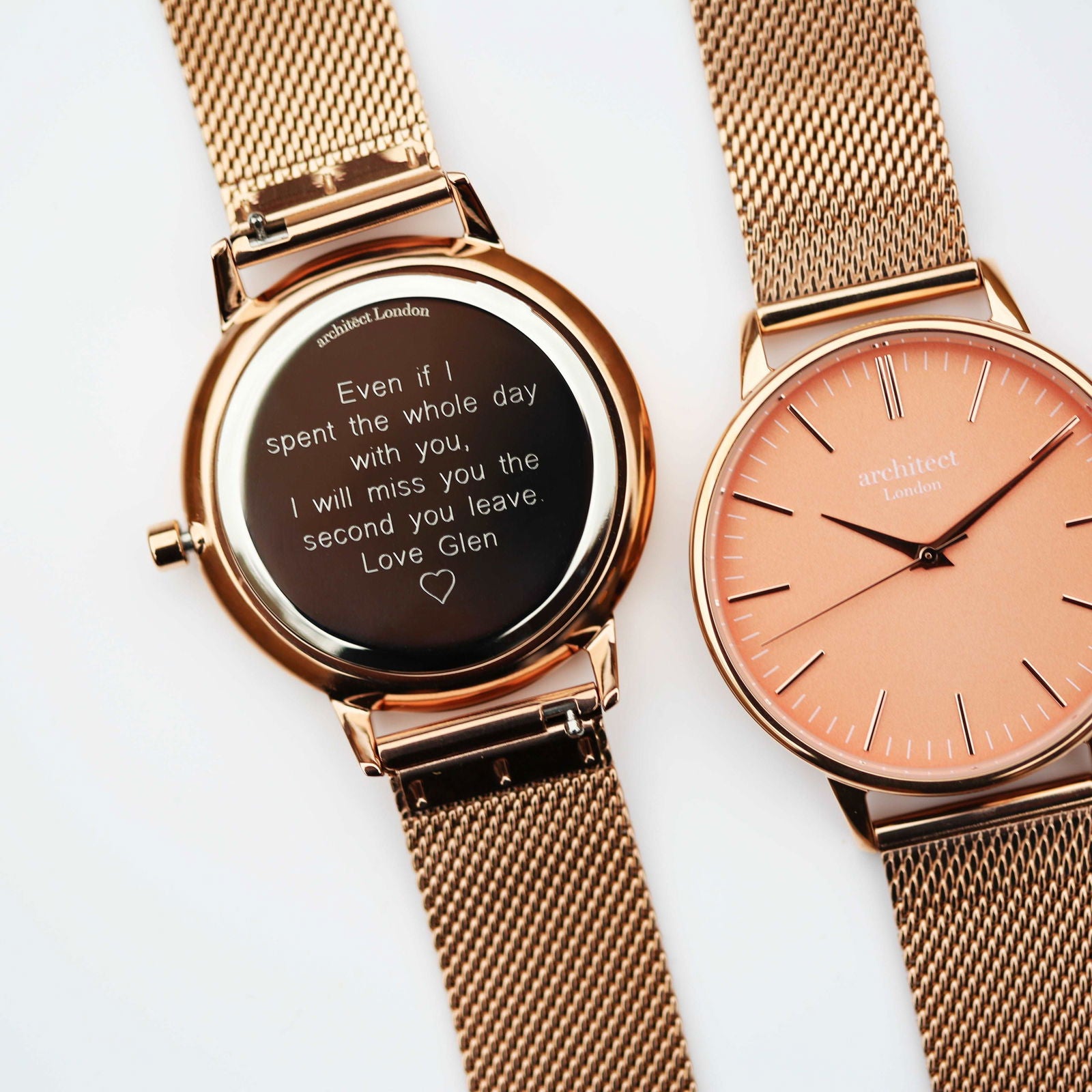 Architēct Coral Engraved Watch In Rose Gold - Lovesakes