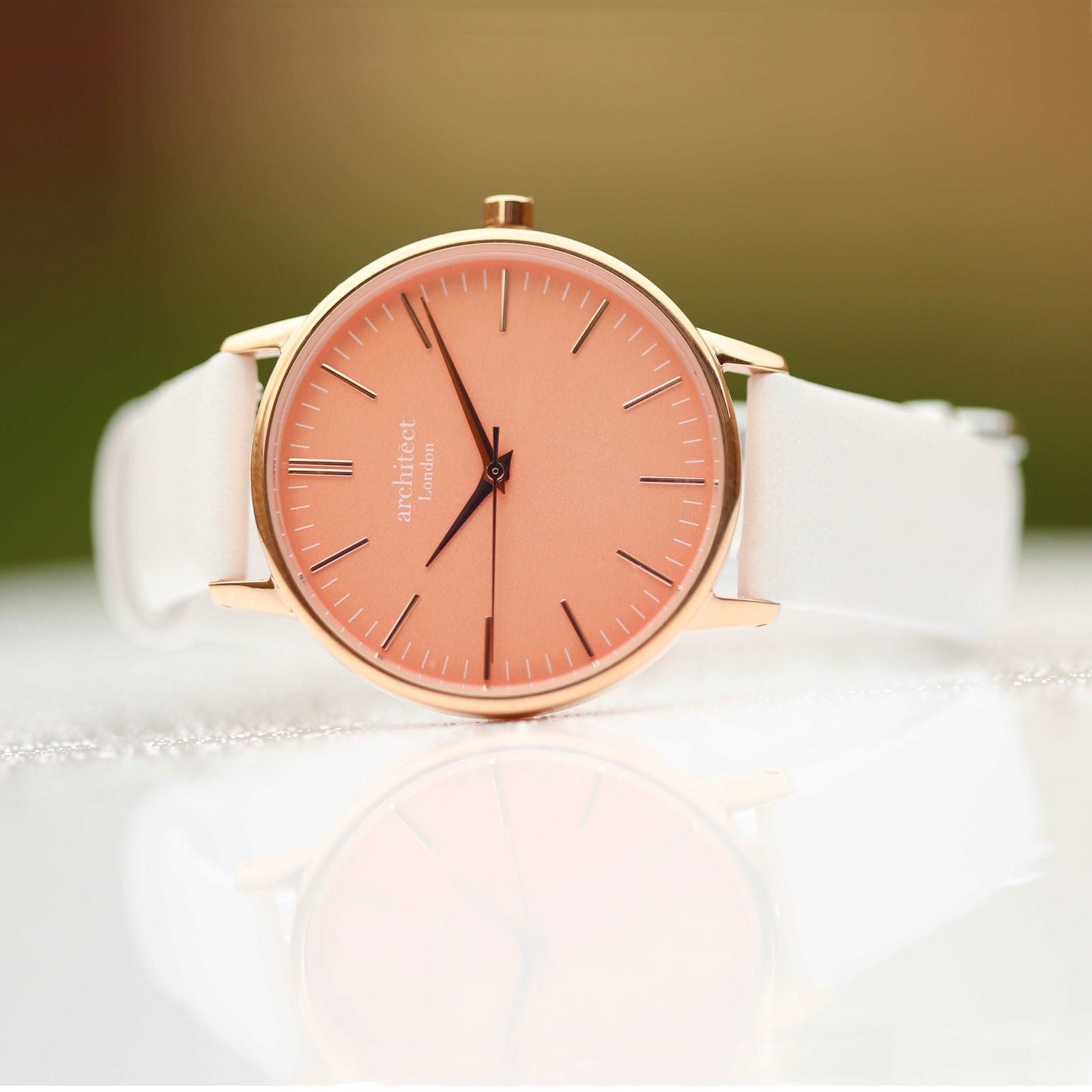 Architect Coral Engraved Watch In White Strap - Lovesakes
