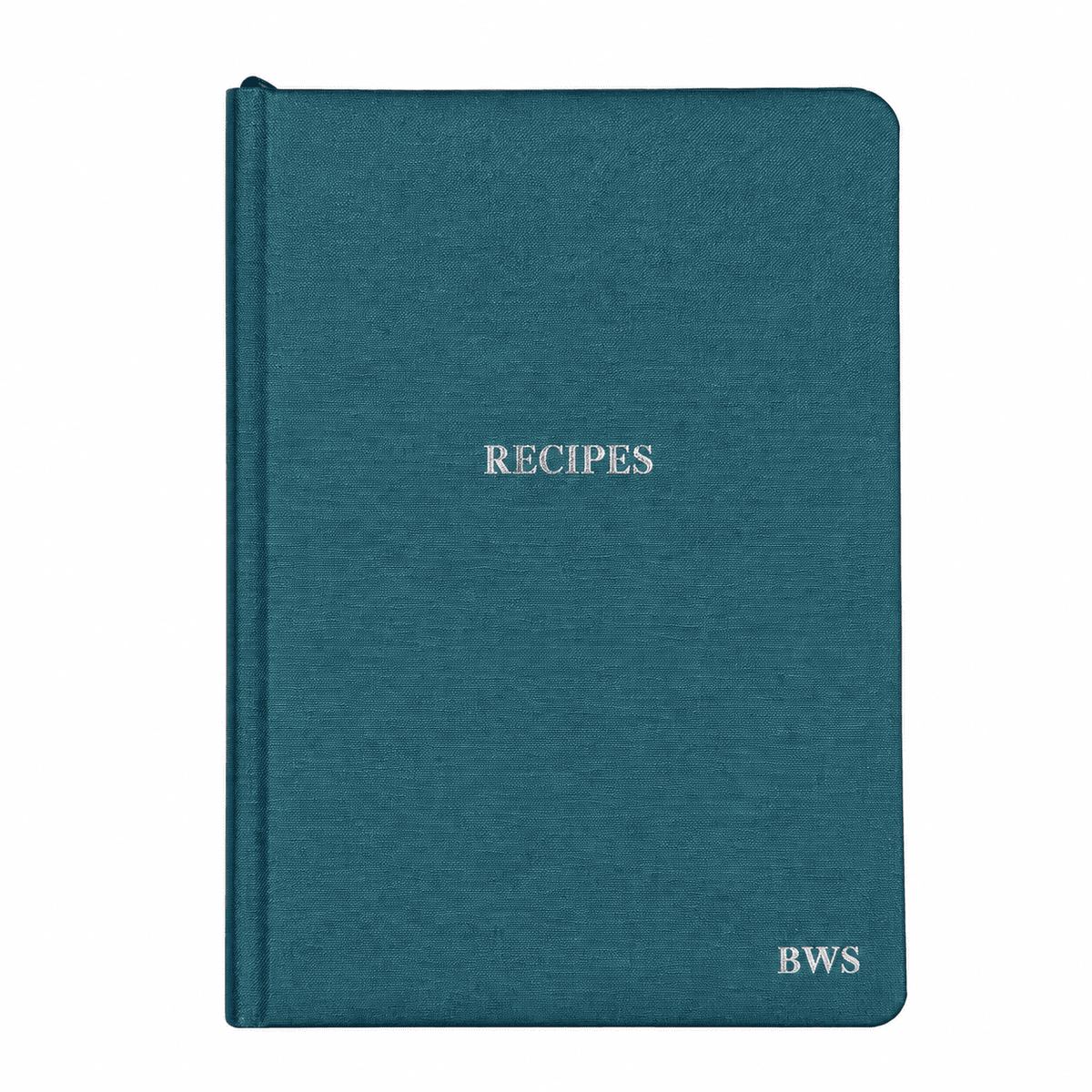 Blue-Personalized Recipe Journal in Buckram Fabric