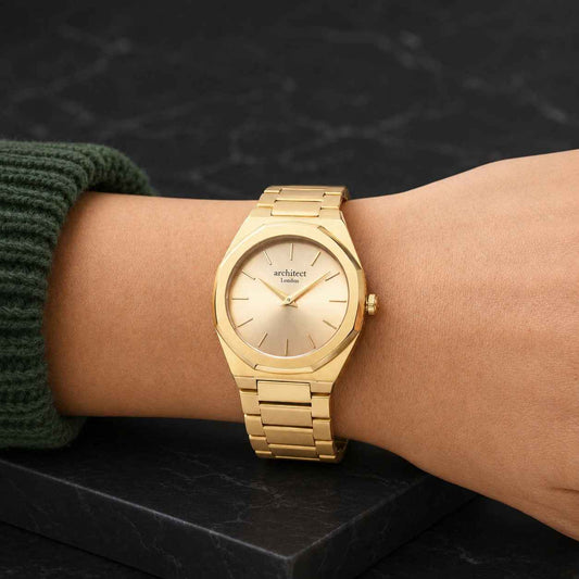 Signature Handwriting Octagon Watch - Ladies Gold Edition