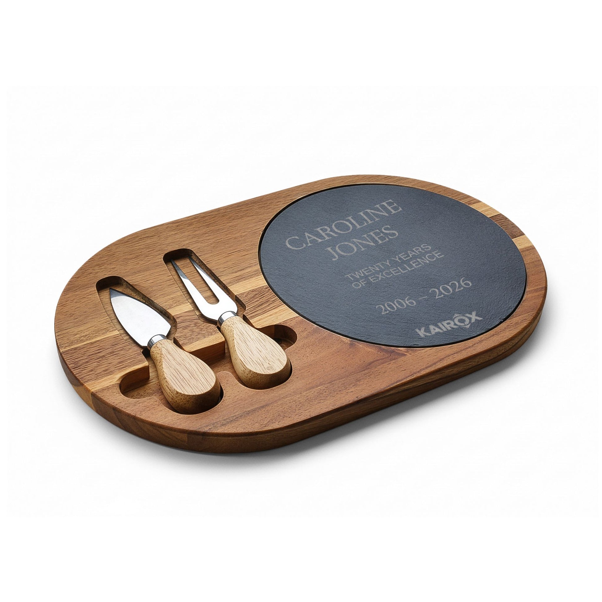 Corporate Recognition Gift | Personalized Acacia & Slate Charcuterie Set