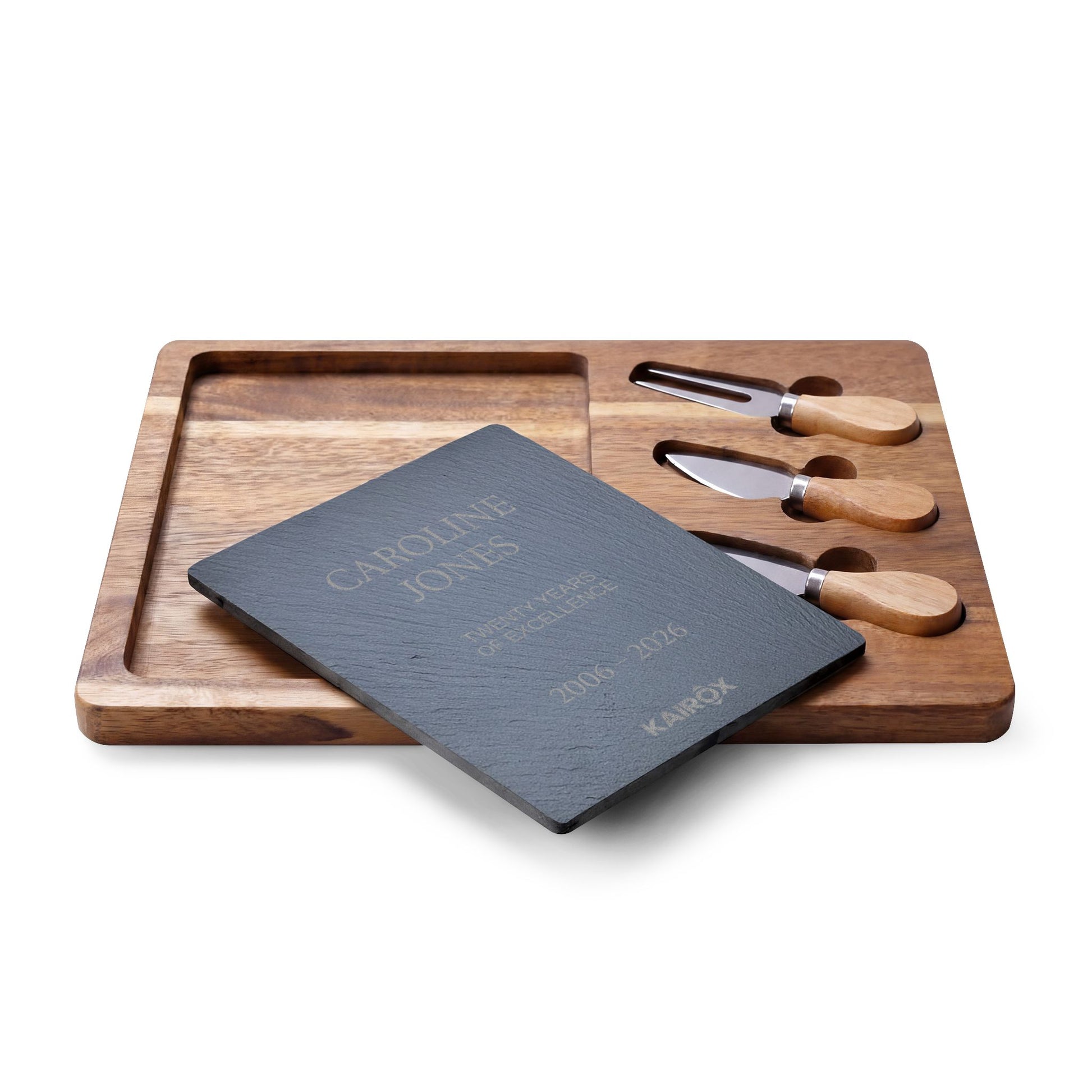 Corporate Recognition Gift | Personalized Acacia & Slate Charcuterie Set