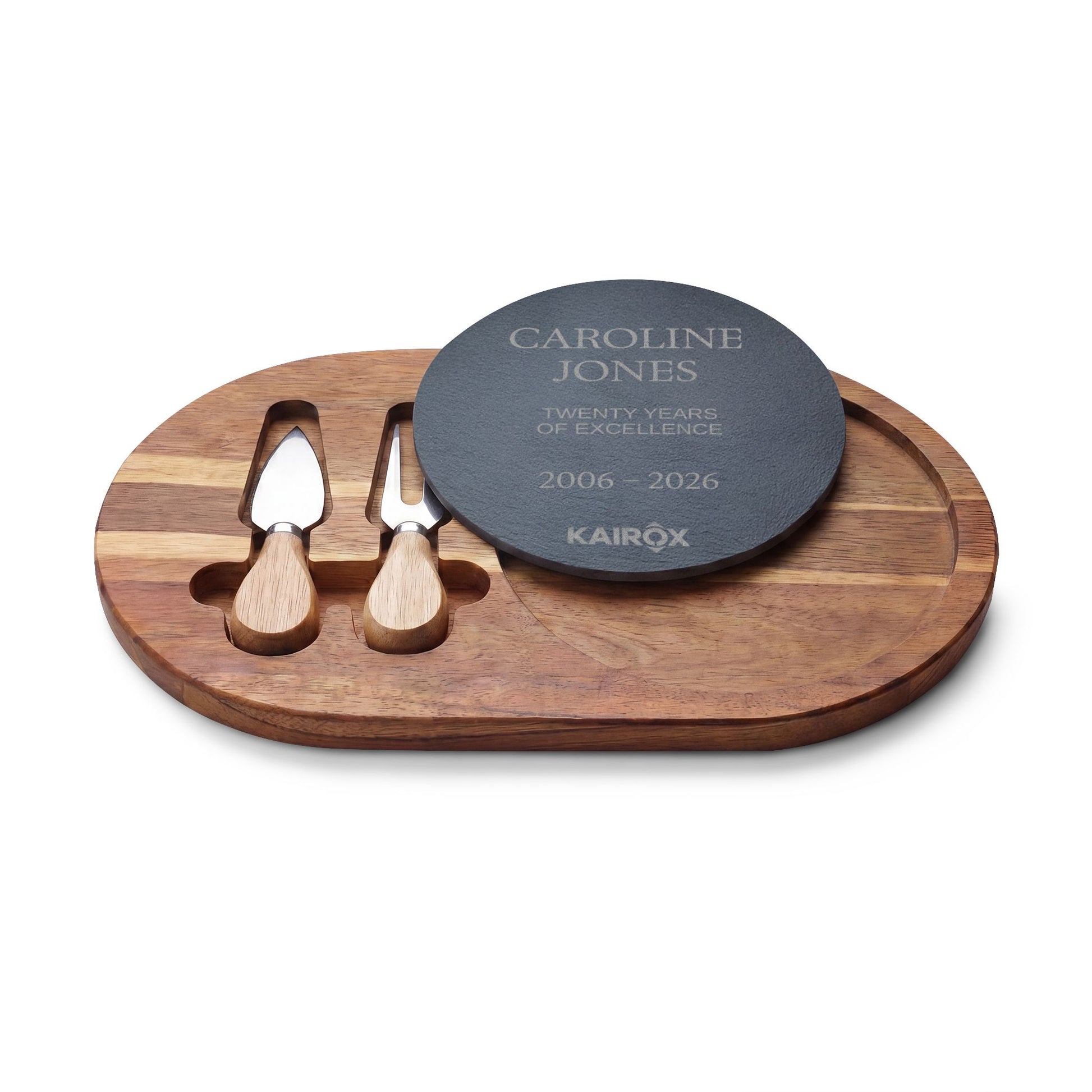 Corporate Recognition Gift | Personalized Acacia & Slate Charcuterie Set-with-logo