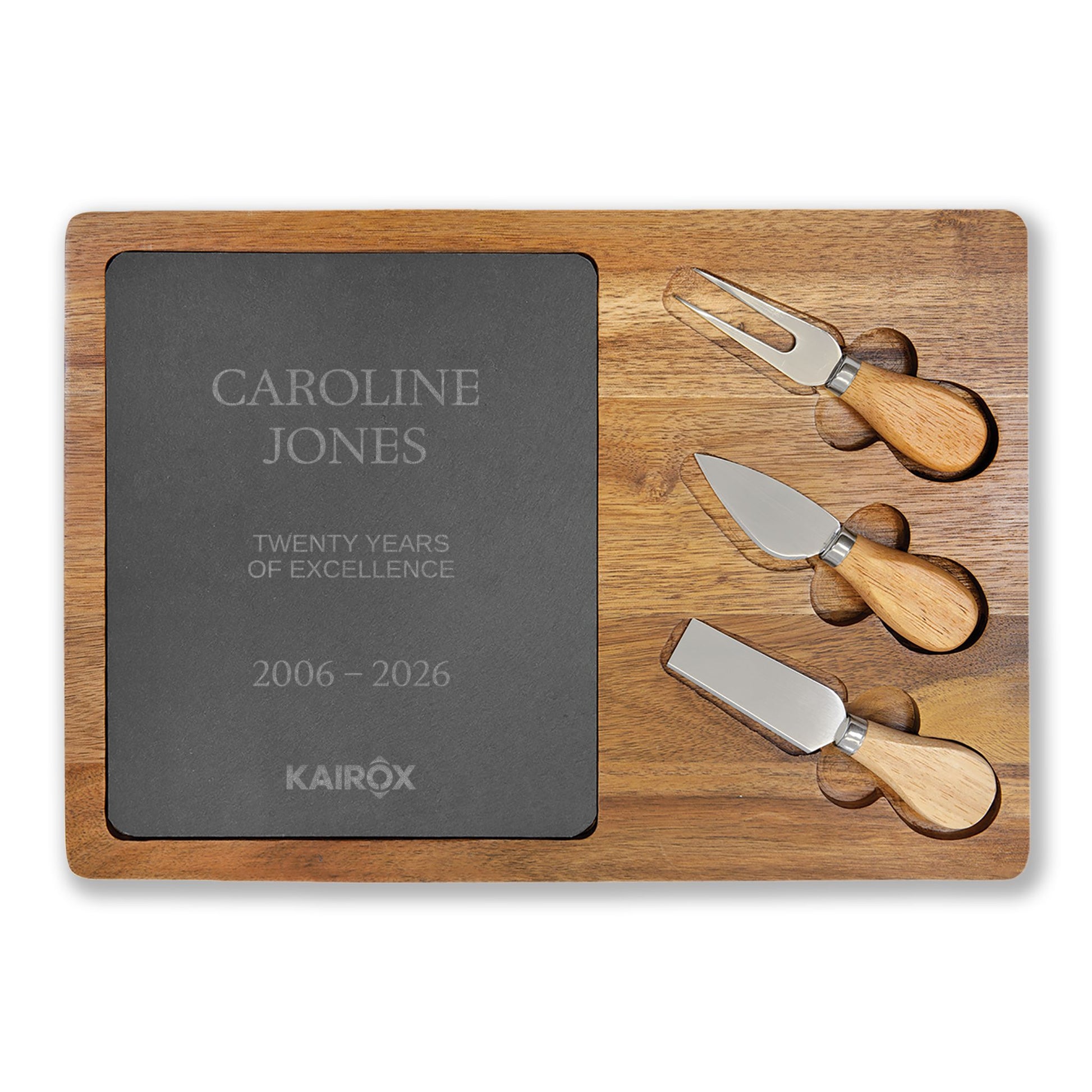 Corporate Recognition Gift | Personalized Acacia & Slate Charcuterie Set