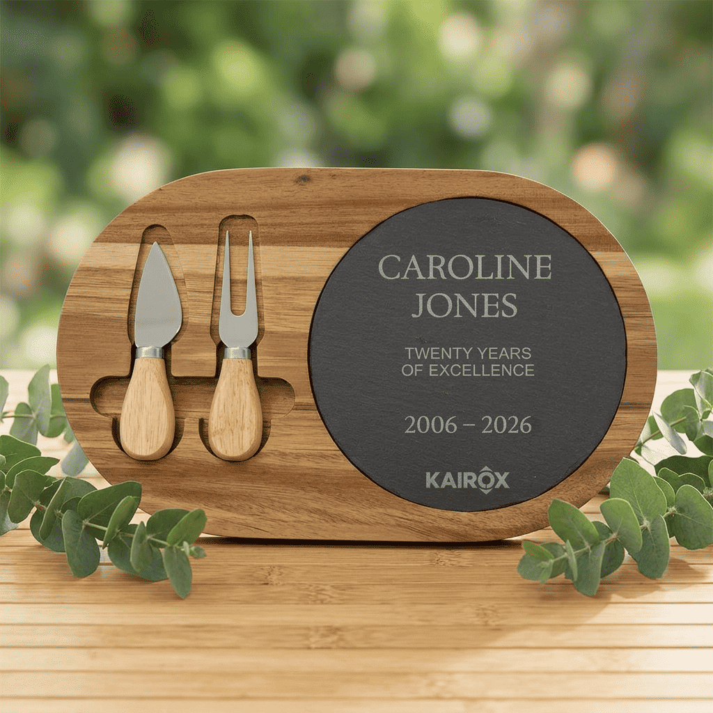 Corporate Recognition Gift | Personalized Acacia & Slate Charcuterie Set