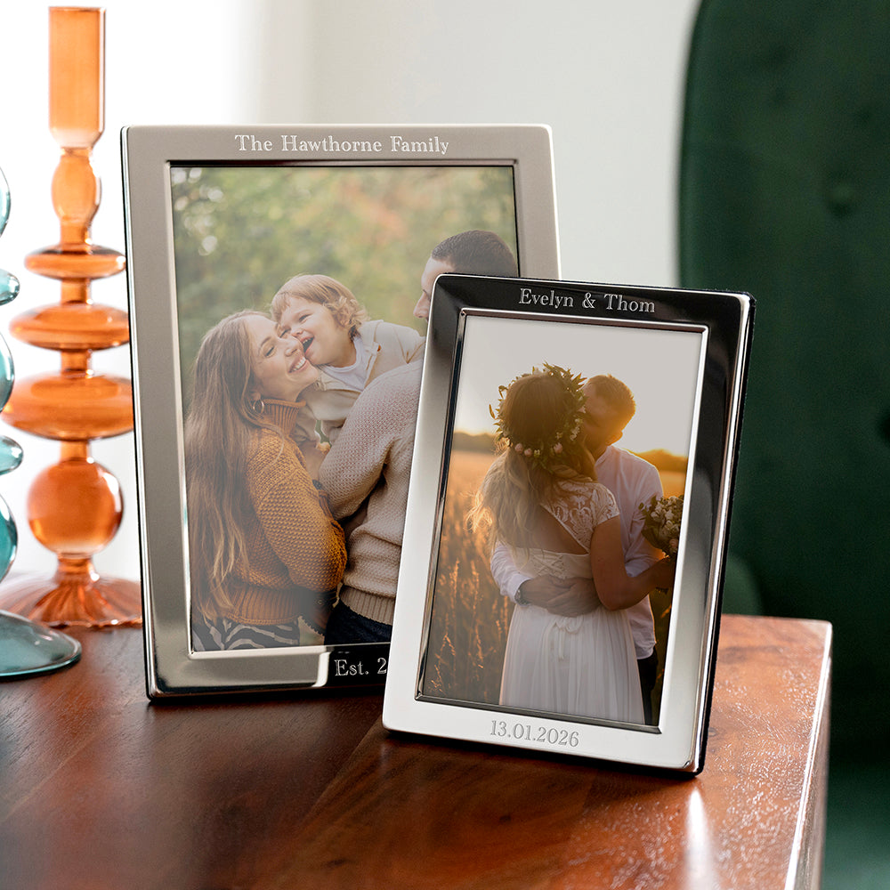Couples Custom Engraved Silver Picture Frame