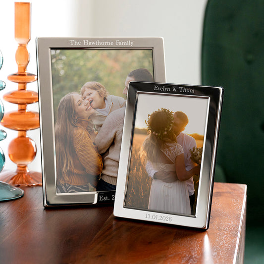Couples Custom Engraved Silver Picture Frame