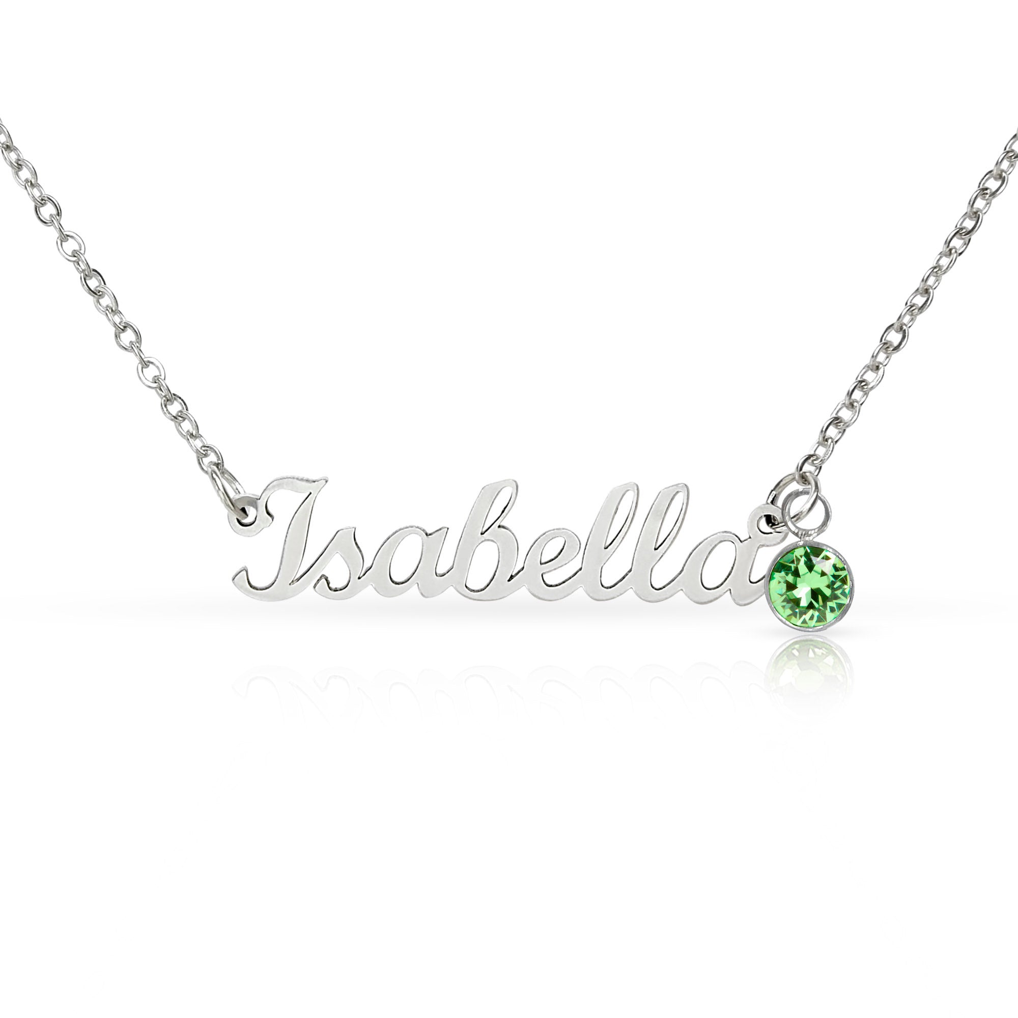 Custom Name Necklace with august-Birthstone-silver