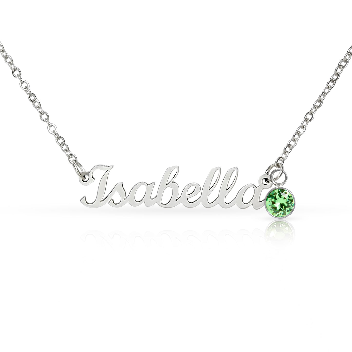 Custom Name Necklace with august-Birthstone-silver