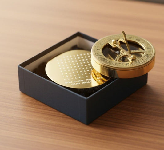 Custom Word-Puzzle Brass Sundial Compass