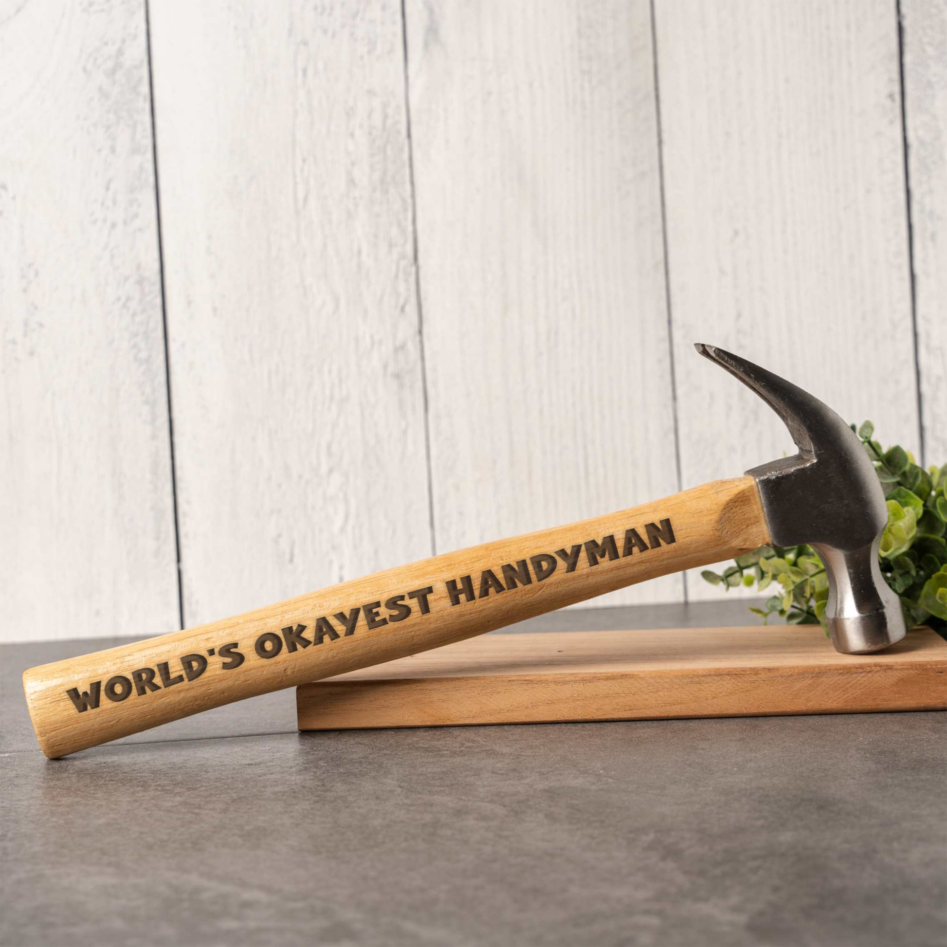 personalized hammer with a solid hardwood handle, customized with text in clean, bold block lettering. DIY-gift,tradesmen-gift