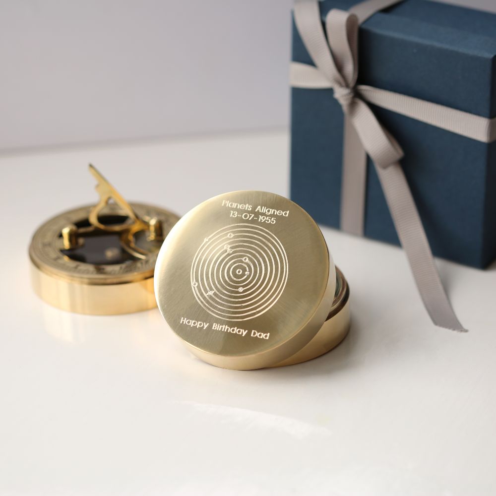 Custom Engraved Planetary Alignment Sundial Compass