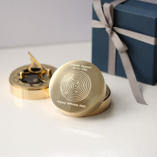Custom Engraved Planetary Alignment Sundial Compass