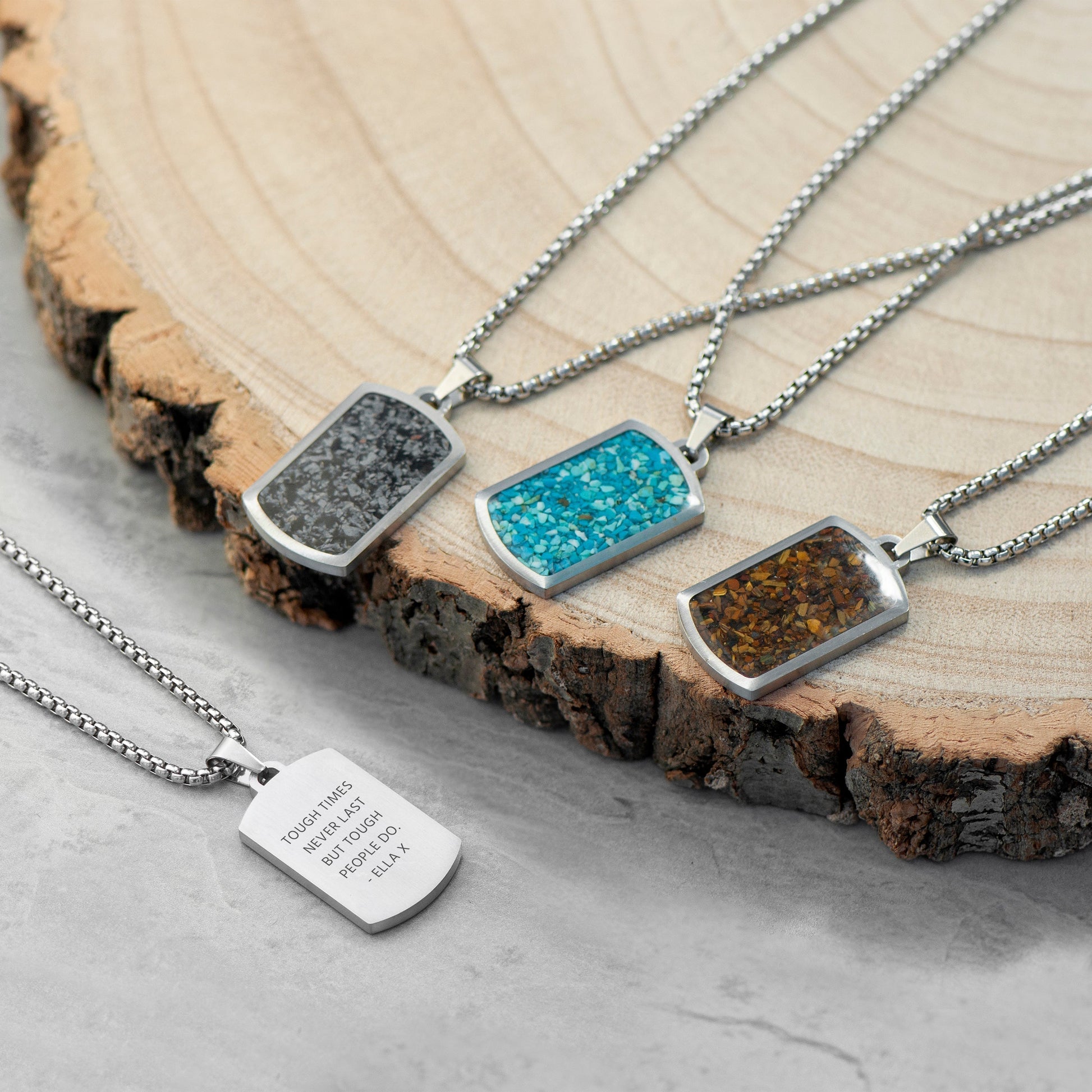 Personalized Men's Blue Turquoise Dog Tag Necklace - Lovesakes