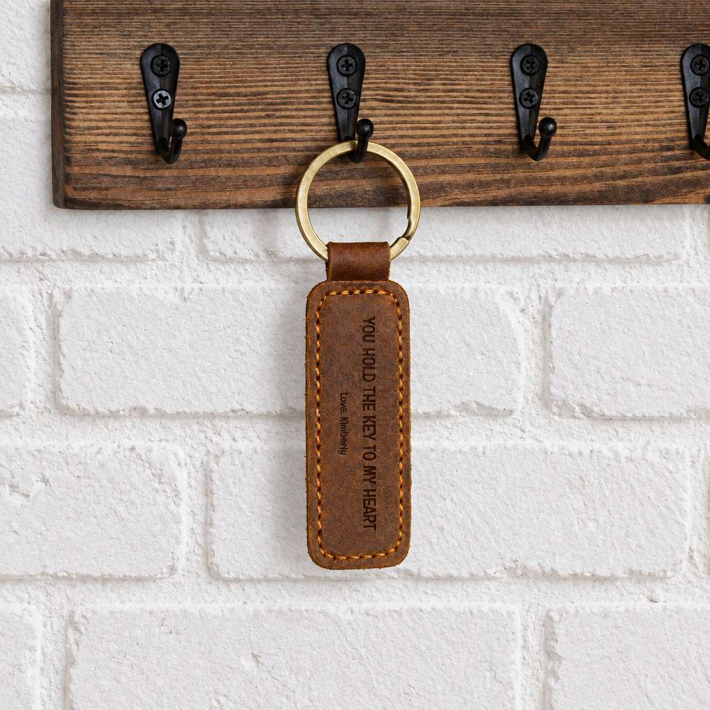 Personalized Engraved Leather Keychain