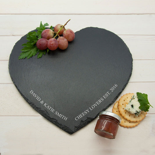 Engraved Heart Slate Cheese Board