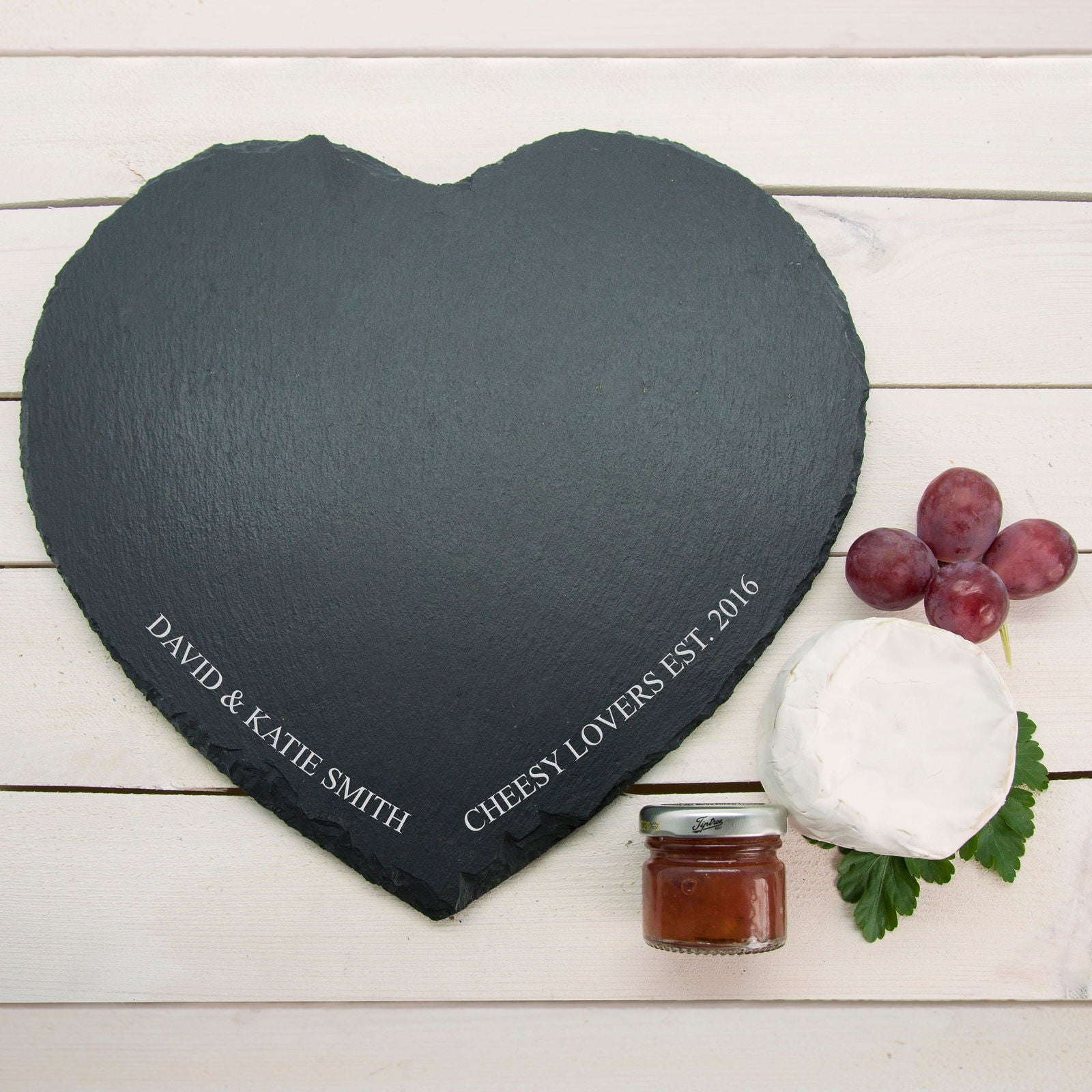 Engraved Heart Slate Cheese Board - Lovesakes