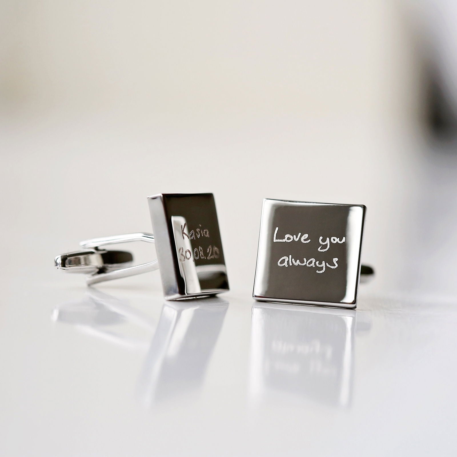 Engraved Own Actual Handwriting Cufflinks - Lovesakes