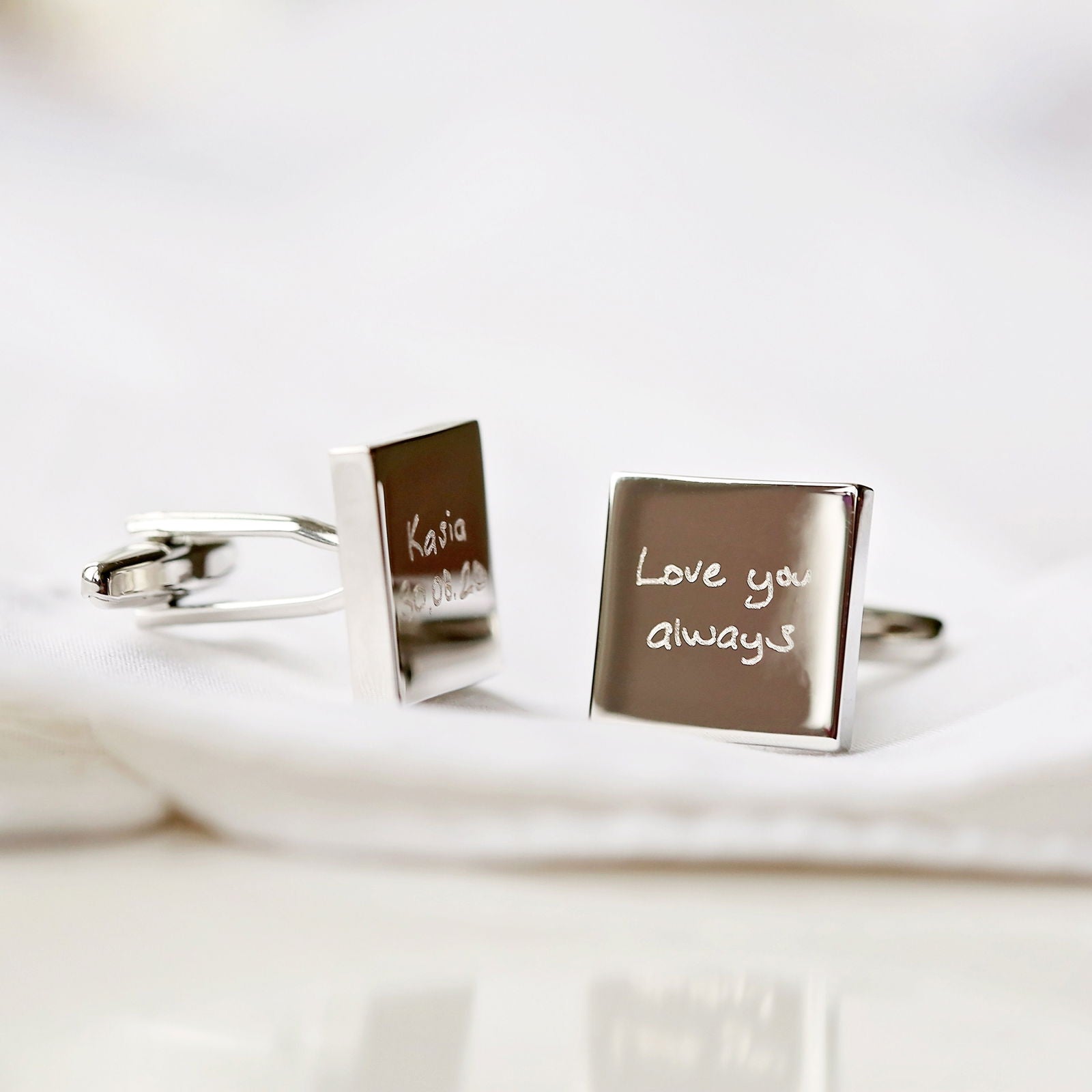 Engraved Own Actual Handwriting Cufflinks - Lovesakes