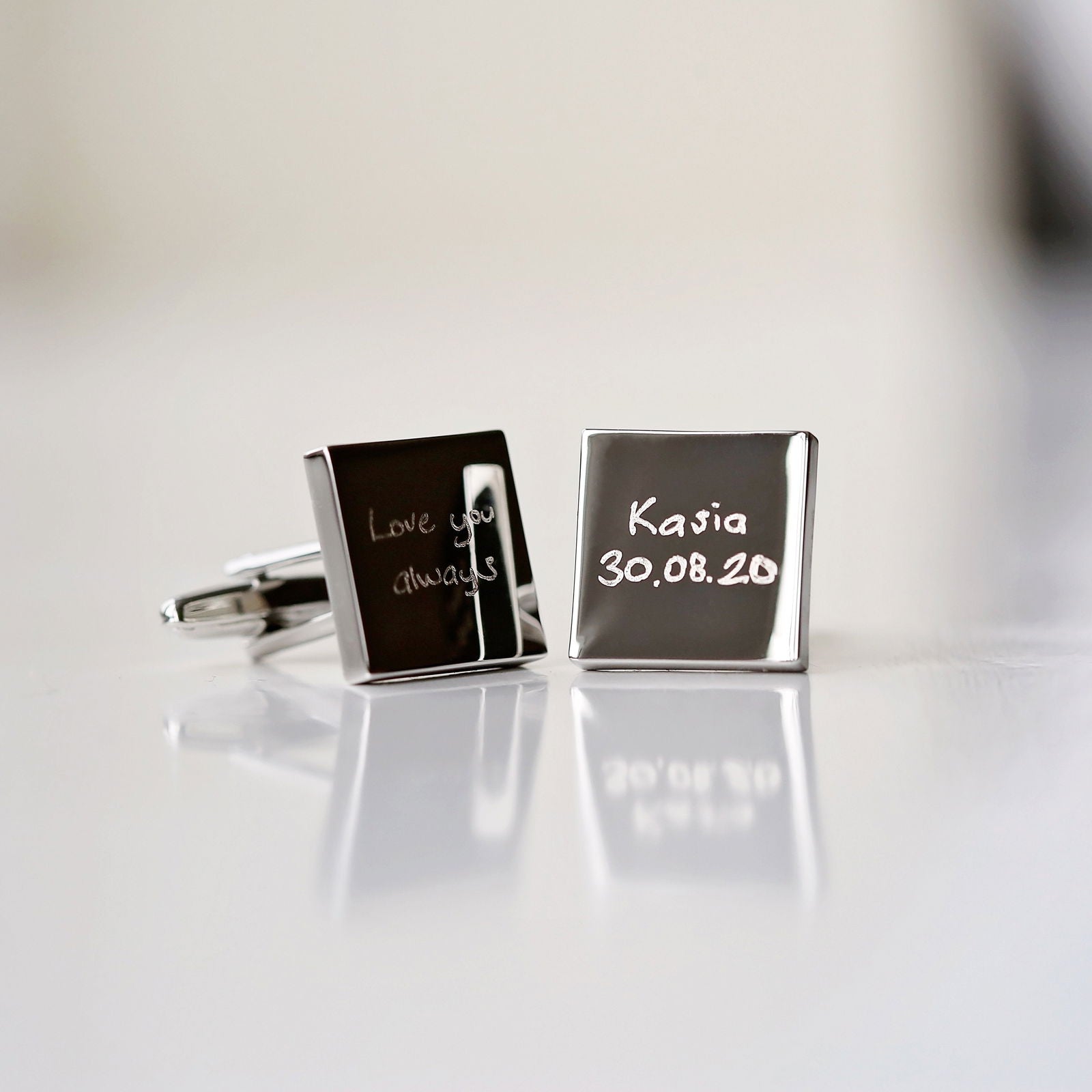 Engraved Own Actual Handwriting Cufflinks - Lovesakes