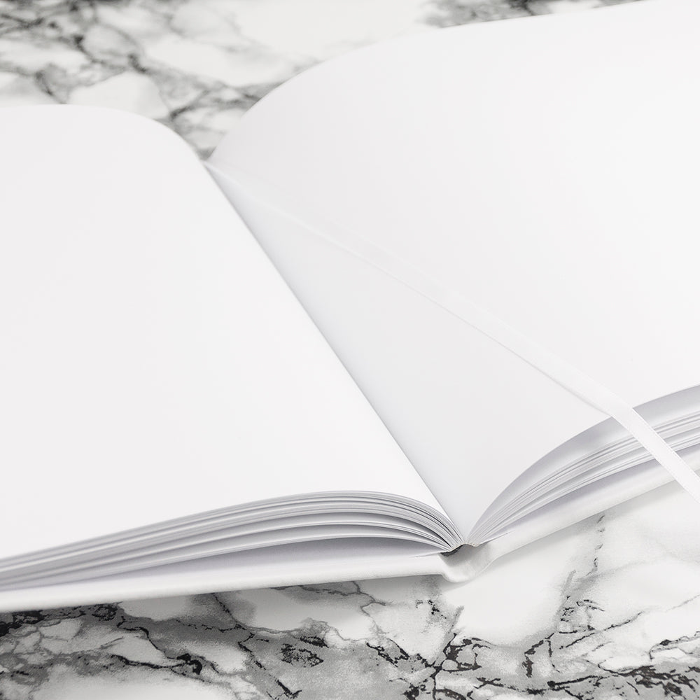 Engraved White Leather Memoriam Book - Lovesakes