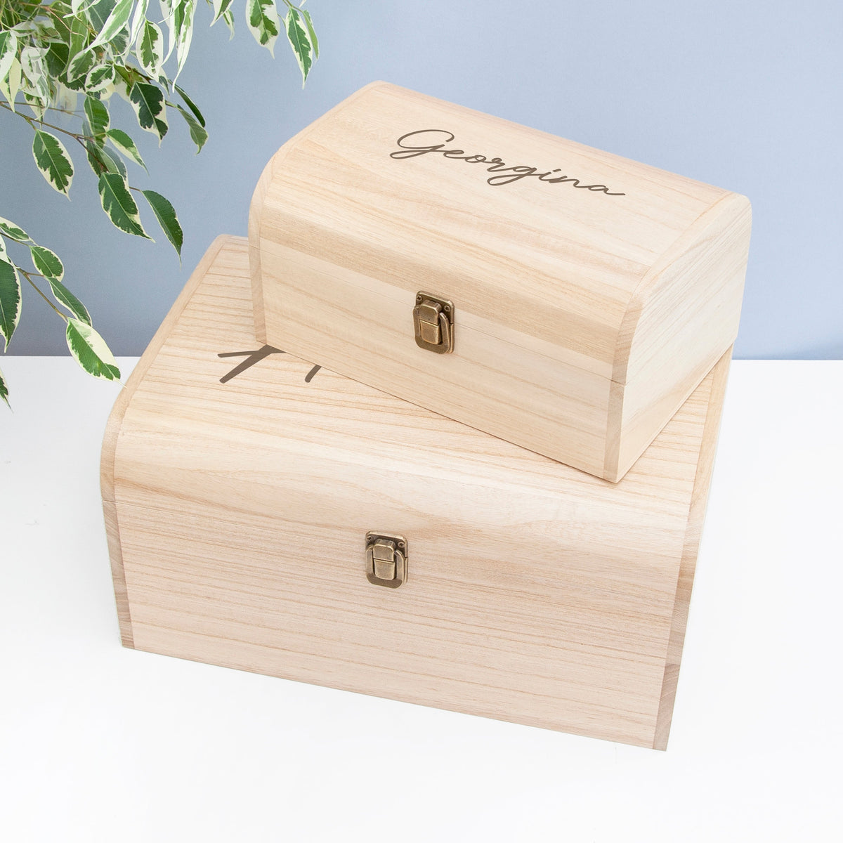 Custom Engraved Wooden Keepsake Chest