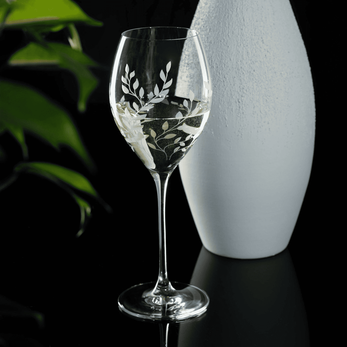 Personalized Botannical-Crystal Wine Glasses - Set of Two