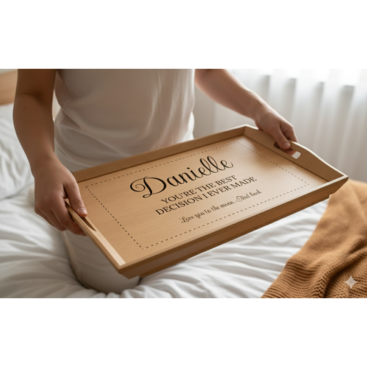 Engraved Bamboo Keepsake Tray – a love note carved in wood.