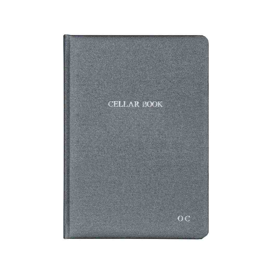 Gray-Personalized Buckram Wine Cellar Book-Grey-Color