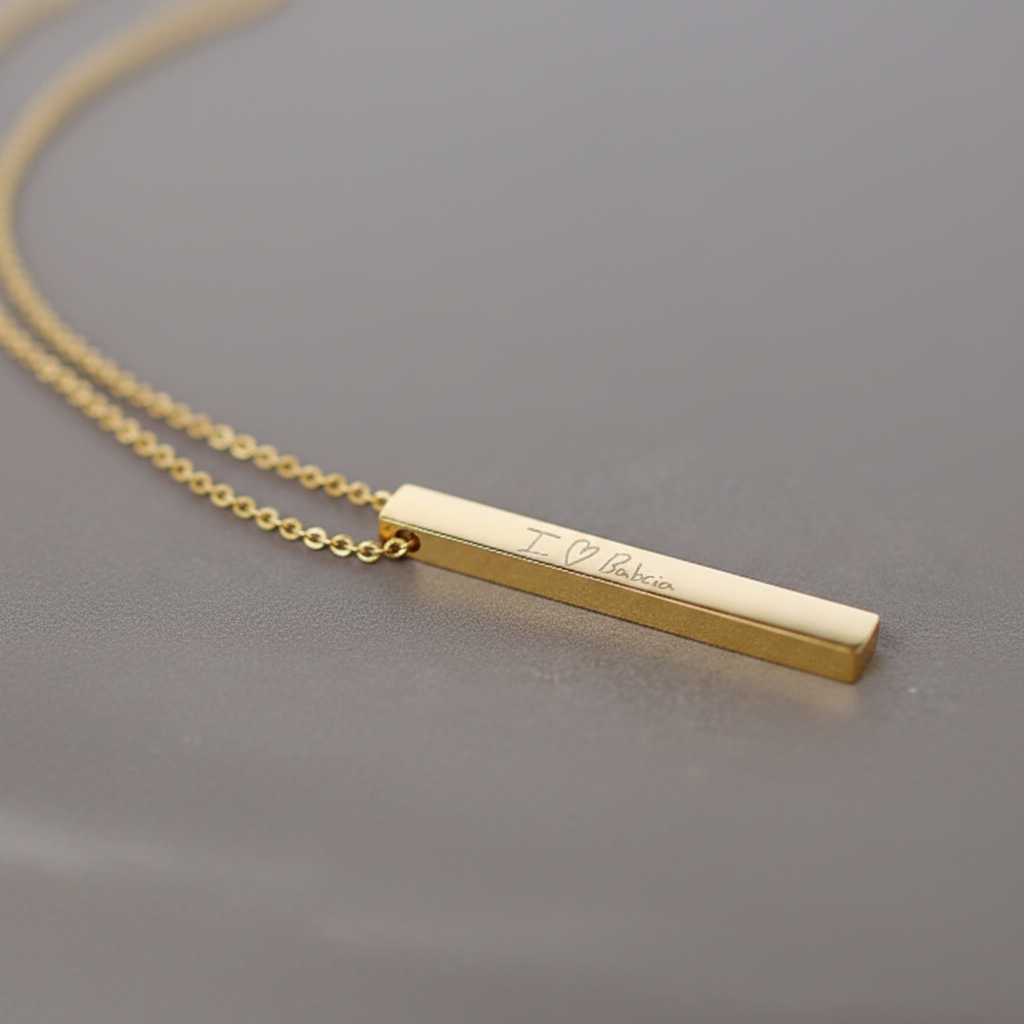 Custom Handwriting Engraved 3D Bar Necklace