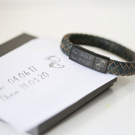 Rovik – Handwriting Engraved Leather Bracelet Antique - Iron