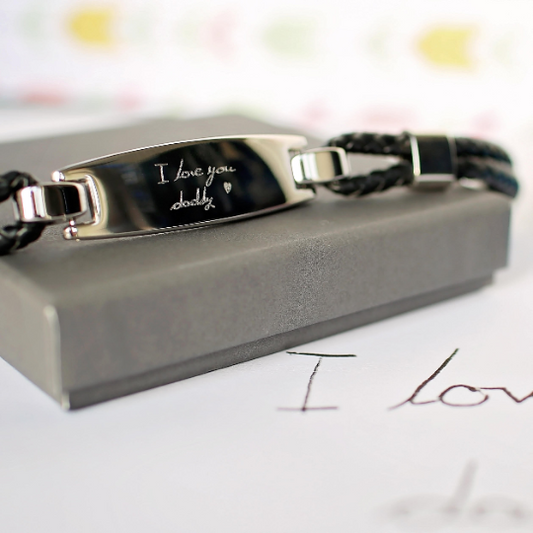 Handwriting Personalized Men's Woven Leather Bracelet