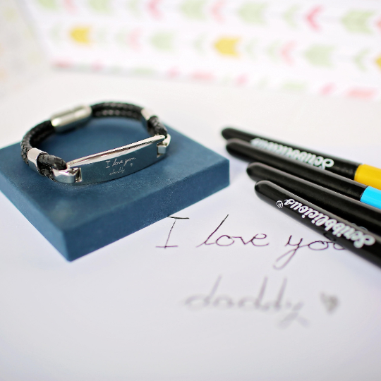 Handwriting Engraved Men's Woven Leather Bracelet - Lovesakes