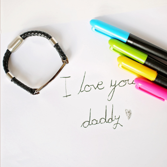 Handwriting Engraved Men's Woven Leather Bracelet - Lovesakes