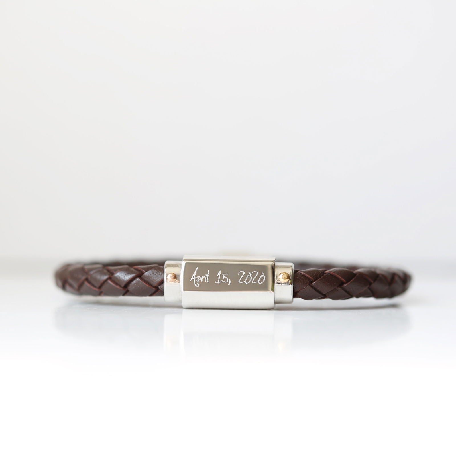 Handwriting Engraved Twisted Leather Bracelet - Lovesakes