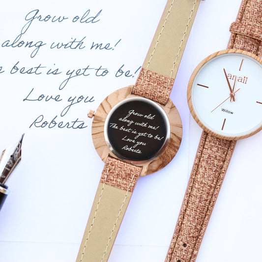 Handwriting Personalized Watch in Hazel Wood