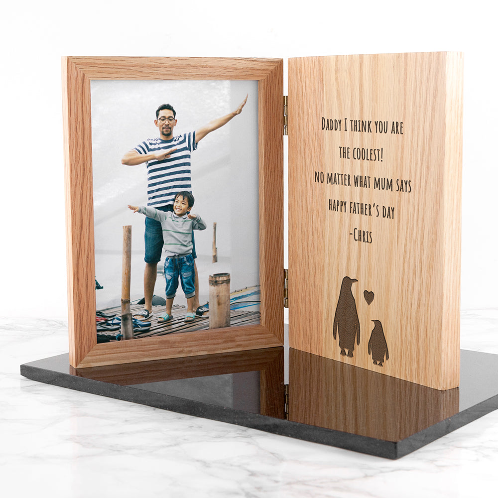 Personalized Father's Day Penguin Book Photo Frame - Lovesakes